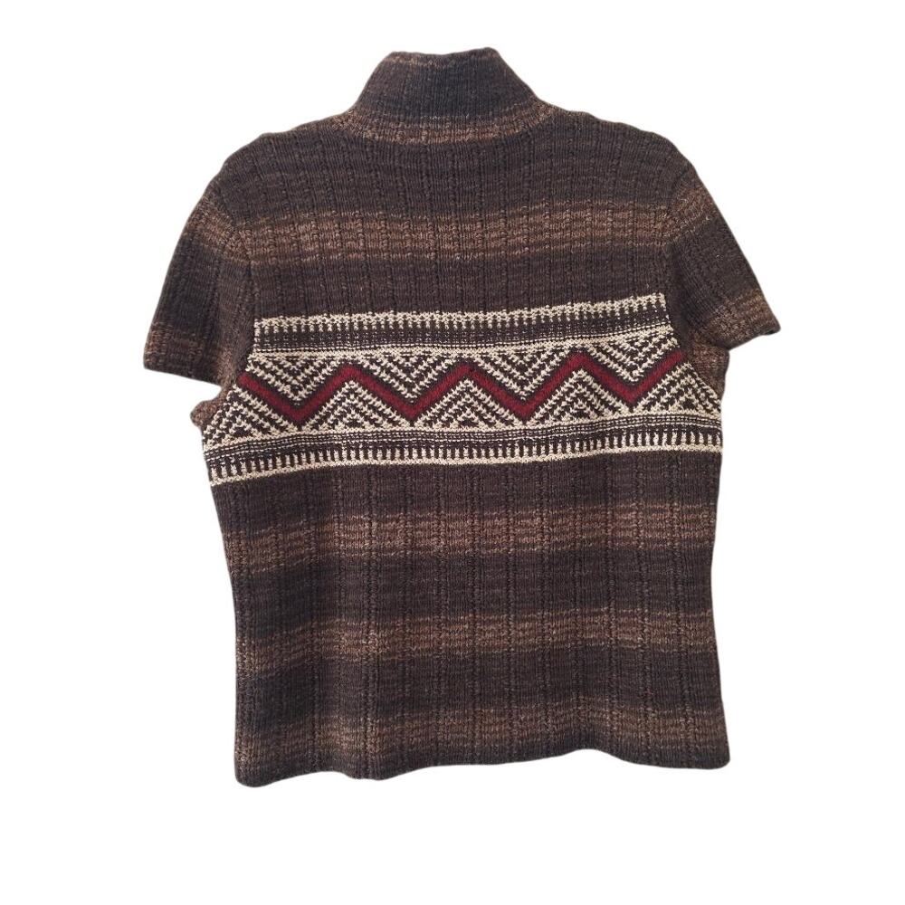 Ralph Lauren Sport Women’s Wool Silk Turtleneck Sweater L Brown Fair Isle
